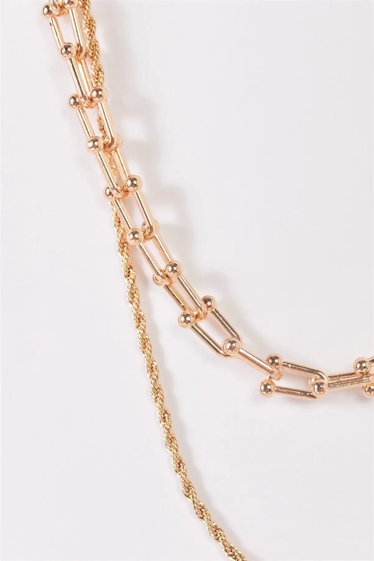 Gold Twisted And U Link Chains Set Necklace - My Store