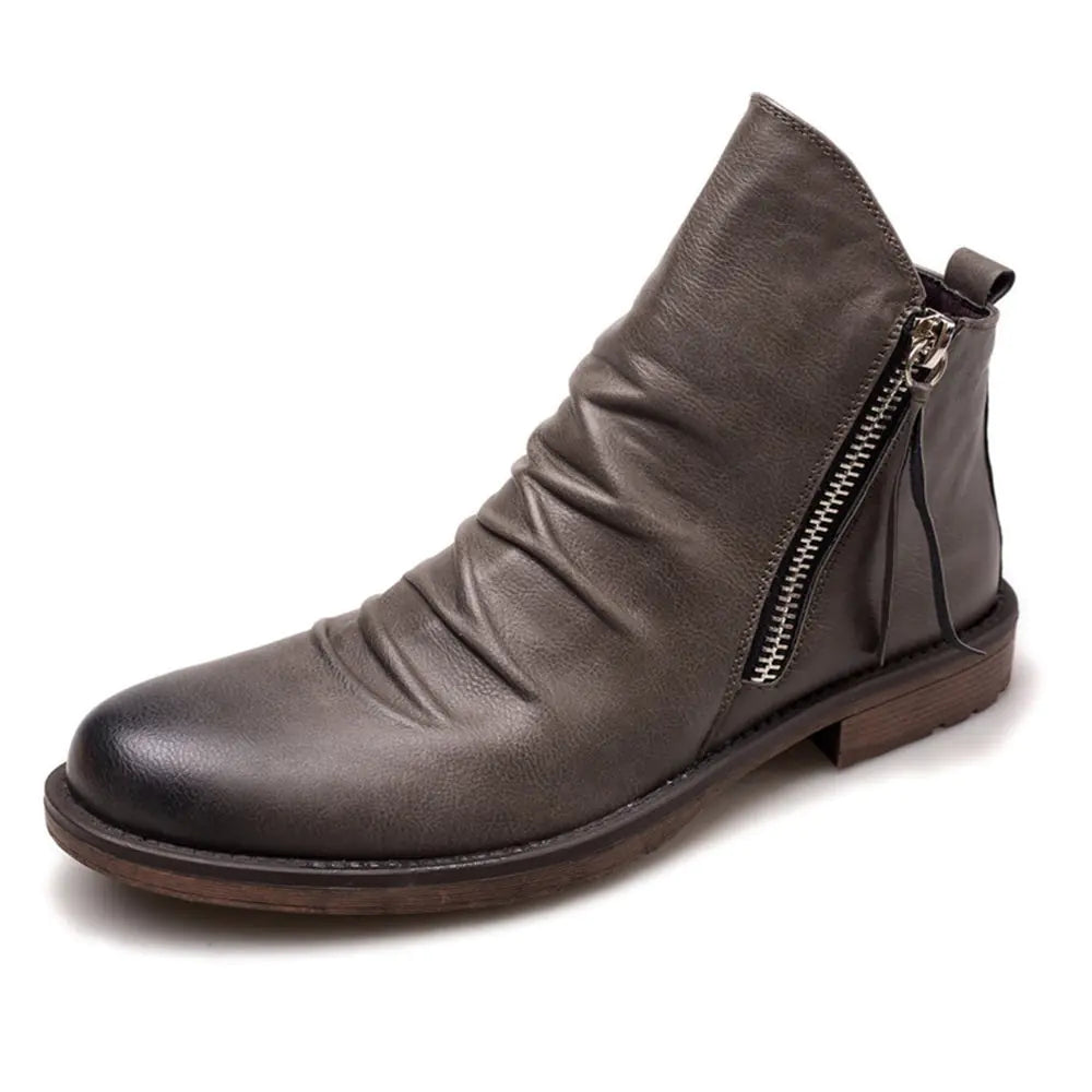 Retro Ankle Non-Slip Leather Boots Men - My Store