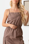 Adjustable Strap Toggle Draw String Cargo Midi Dress - My Store