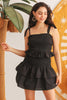 Black Cotton Smocked Ruffle Sleeveless Mini Dress /3-2-1 - My Store