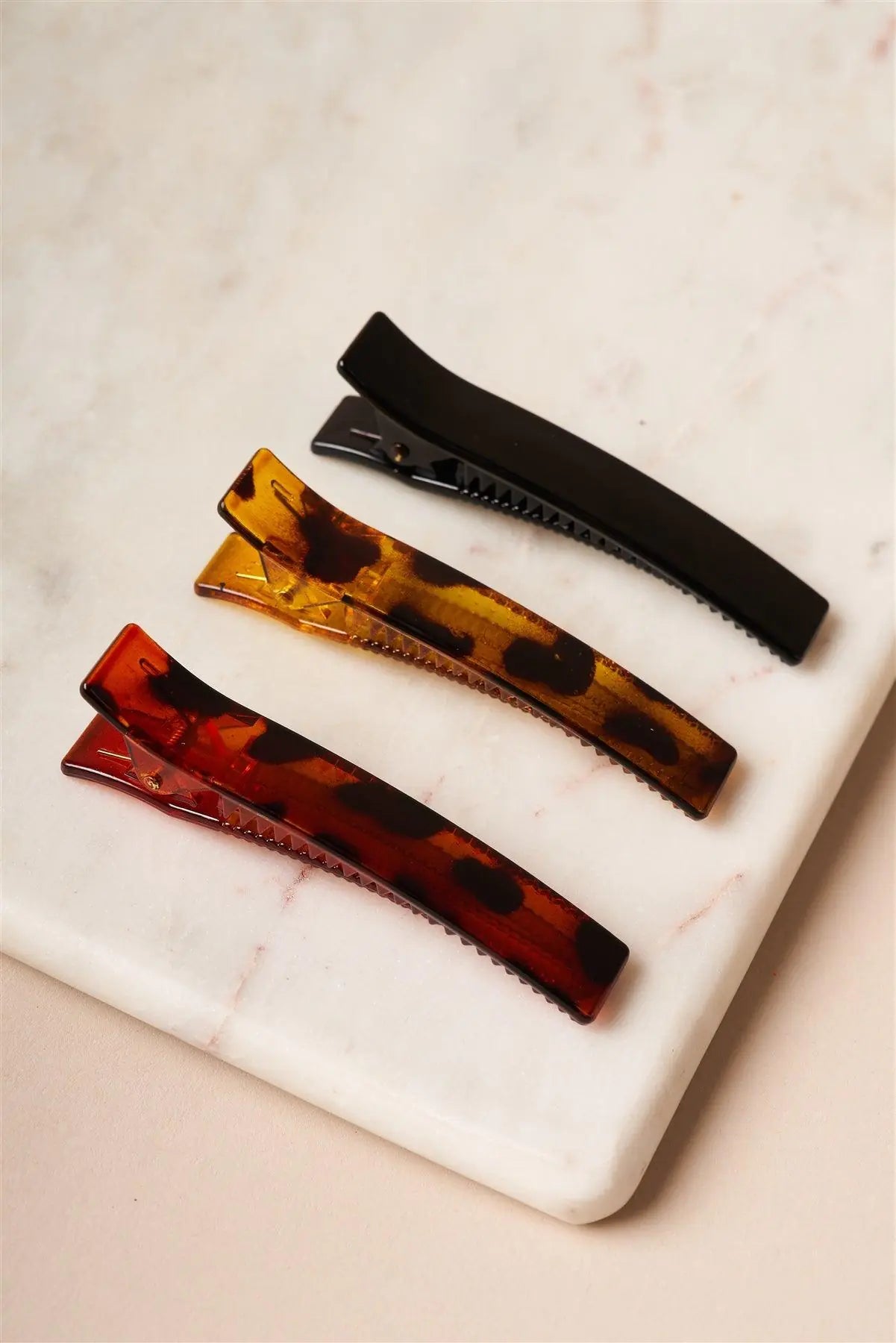 3pcs Amber Brown Black Hair Alligator Clips