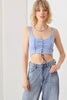 Solid Lace Up Sleeveless Round Neckline Front & Back Crop Top - My Store