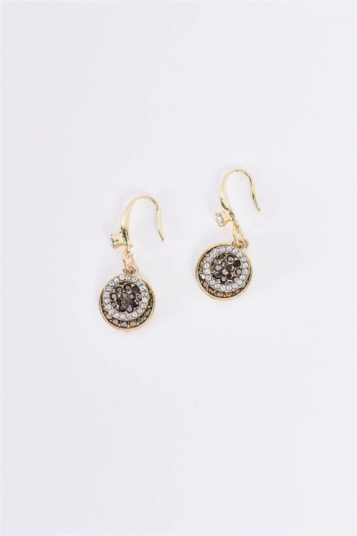 Gold & Black White Rhinestone Drop Earrings - My Store