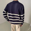 Men's Casual Knitted Striped Polo Shirt - My Store