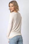 Ivory Side Bottom Button Detail Long Sleeve Top - My Store