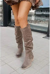 Women's Suede High Boots with Zipper