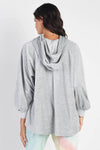 Grey Cotton Blend Hooded Long Sleeve Top /1-1-1 - My Store