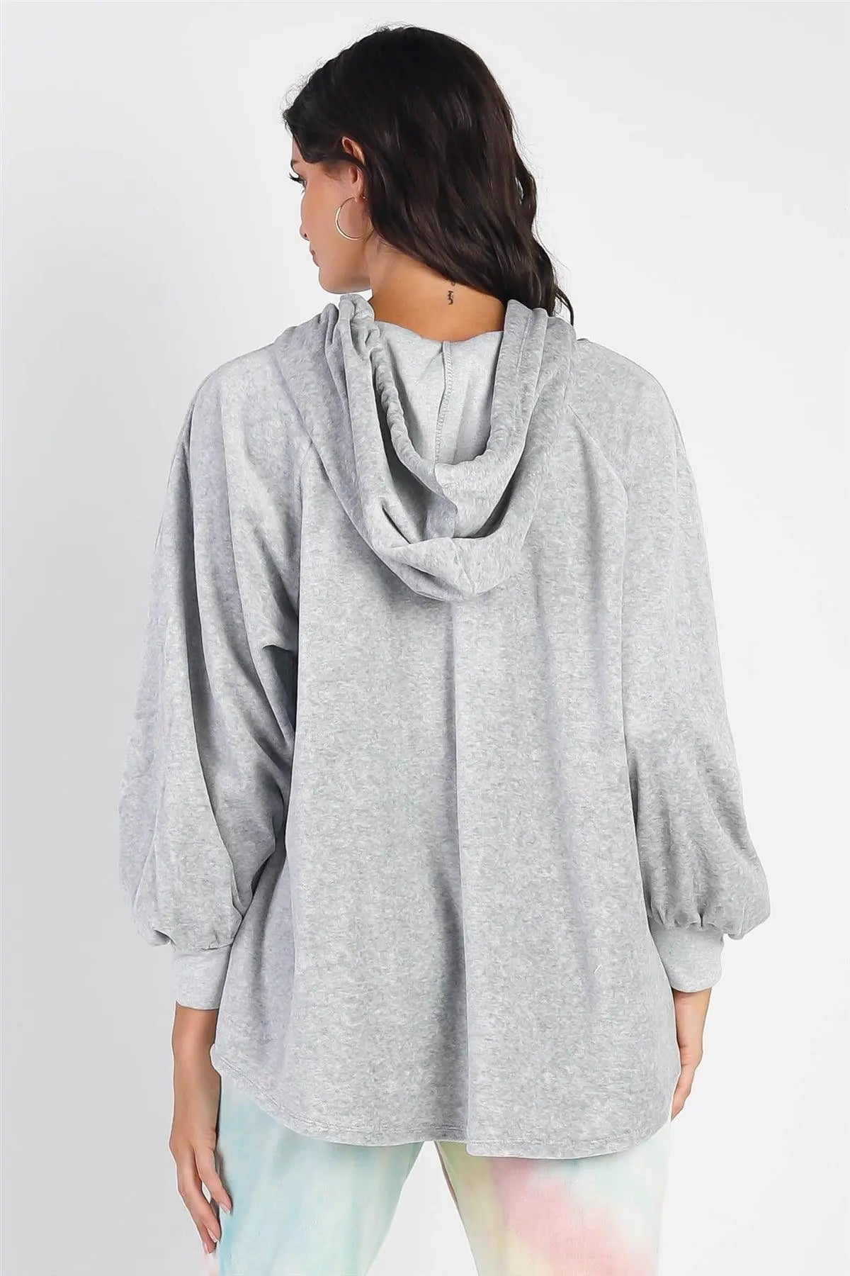 Grey Cotton Blend Hooded Long Sleeve Top /1-1-1 - My Store