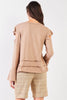 Taupe Cut-Out Shoulder Bell Sleeve Raw Edge Detail Layered Hem Top /2-2-2 - My Store