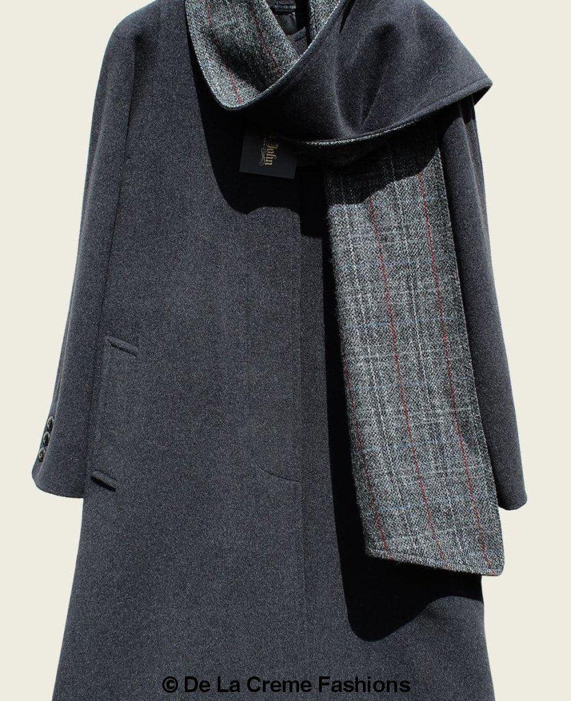 SCARPIA - Wool & Cashmere Overcoat With Scarf Detail - My Store