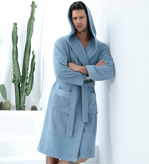 Men's Luxury Turkish Cotton Terry Cloth Robe with Hood - My Store