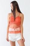 Coral Sheer Mesh Lace Sleeveless Push-Up Bustier Top - My Store