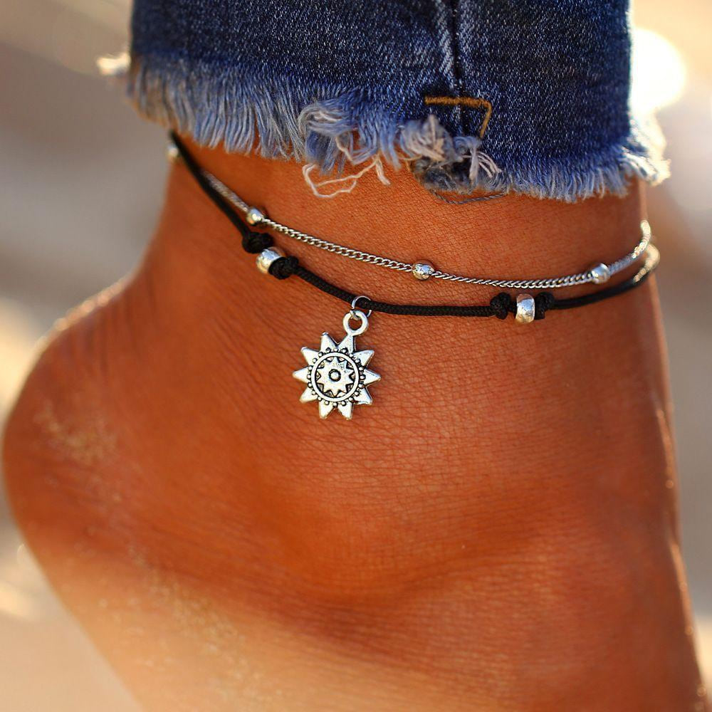 Vintage Boho Multi Layer Sun Anklet Ankle Bracelet - My Store