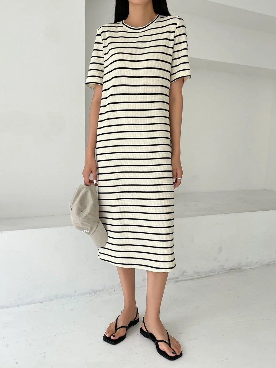 Elegant Striped Midi Dress - My Store