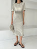 Elegant Striped Midi Dress - My Store