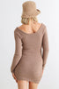 Fluffy Bow Cut-Out Detail Long Sleeve Mini Dress - My Store