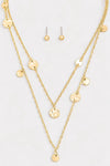 Layered Chain Coin Station Necklace Ball Earring Set - My Store