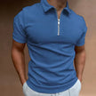 Summer New Men's Zipper Waffle Polo Shirt Short Sleeve Waffle - My Store