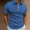 Summer New Men's Zipper Waffle Polo Shirt Short Sleeve Waffle - My Store