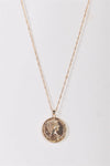 Gold Twisted Chain Double Side Coin Pendant Necklace - My Store