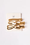 3pcs Gold Heart Shaped Hollow Hair Clips - My Store