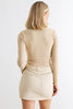 Beige Tie Scoop-Neck Long Sleeve Bodysuit - My Store