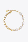 Half Pearl Half Chain Stainless Steel Bracelet - My Store