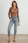 Abstract Mesh Lace-Up Long Sleeve Bodysuit - My Store