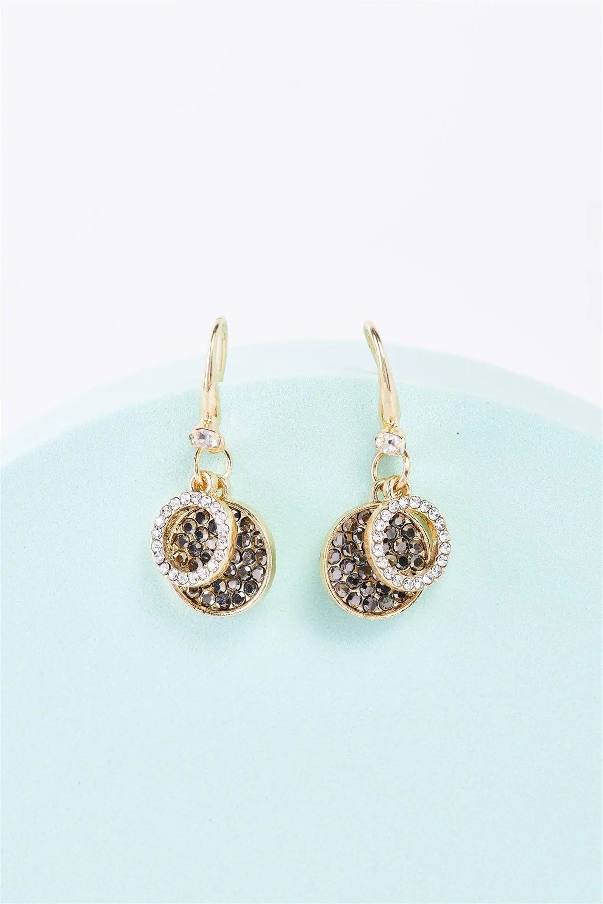 Gold & Black White Rhinestone Drop Earrings - My Store