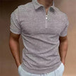 Summer New Men's Zipper Waffle Polo Shirt Short Sleeve Waffle