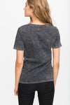 Women's Sheer Detail Mineral Washed Tee In Off Black - My Store