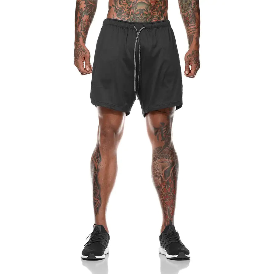 Men 2 in 1 Running Shorts Jogging Gym Fitness - My Store