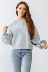 Heater Grey "L'AMANT" Print Long Sleeve Hooded Top /1-2-2-1 - My Store