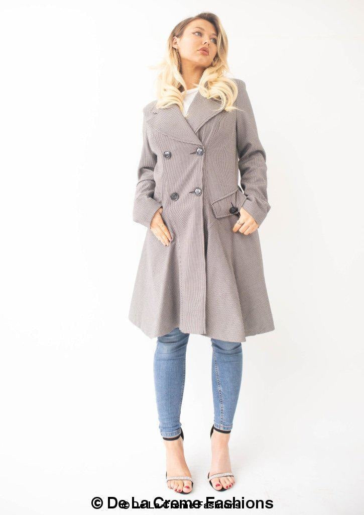 Vanessa Dogtooth Fit and Flare Mac Coat - My Store