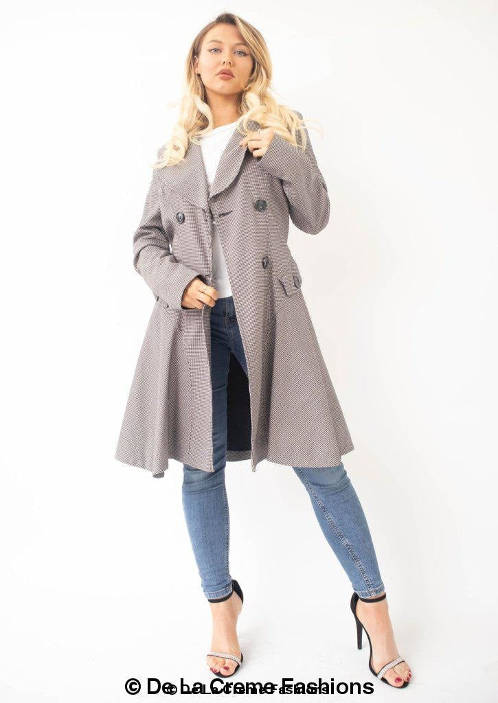 Vanessa Dogtooth Fit and Flare Mac Coat - My Store