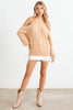 Cable Knit Mock Neck Cold Shoulder Long Sleeve Sweater - My Store