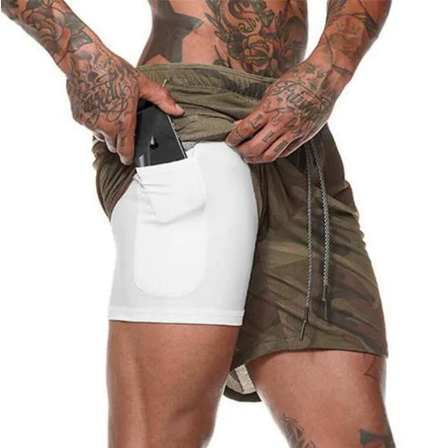 Mens 2 in 1 Fitness Running Shorts