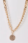 "Dos Pesos" Gold Chunky Link Chain Coin Pendant Necklace