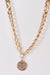 "Dos Pesos" Gold Chunky Link Chain Coin Pendant Necklace