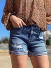 ZENANA DISTRESSED CUFFED RAW HEM DENIM SHORTS - My Store