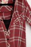 Girls Oversize Hooded Checkered Pearl Detail Shirt Top - My Store