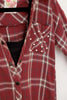 Girls Oversize Hooded Checkered Pearl Detail Shirt Top - My Store