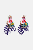 Leaf & Flower Shape Zinc Alloy Dangle Earrings