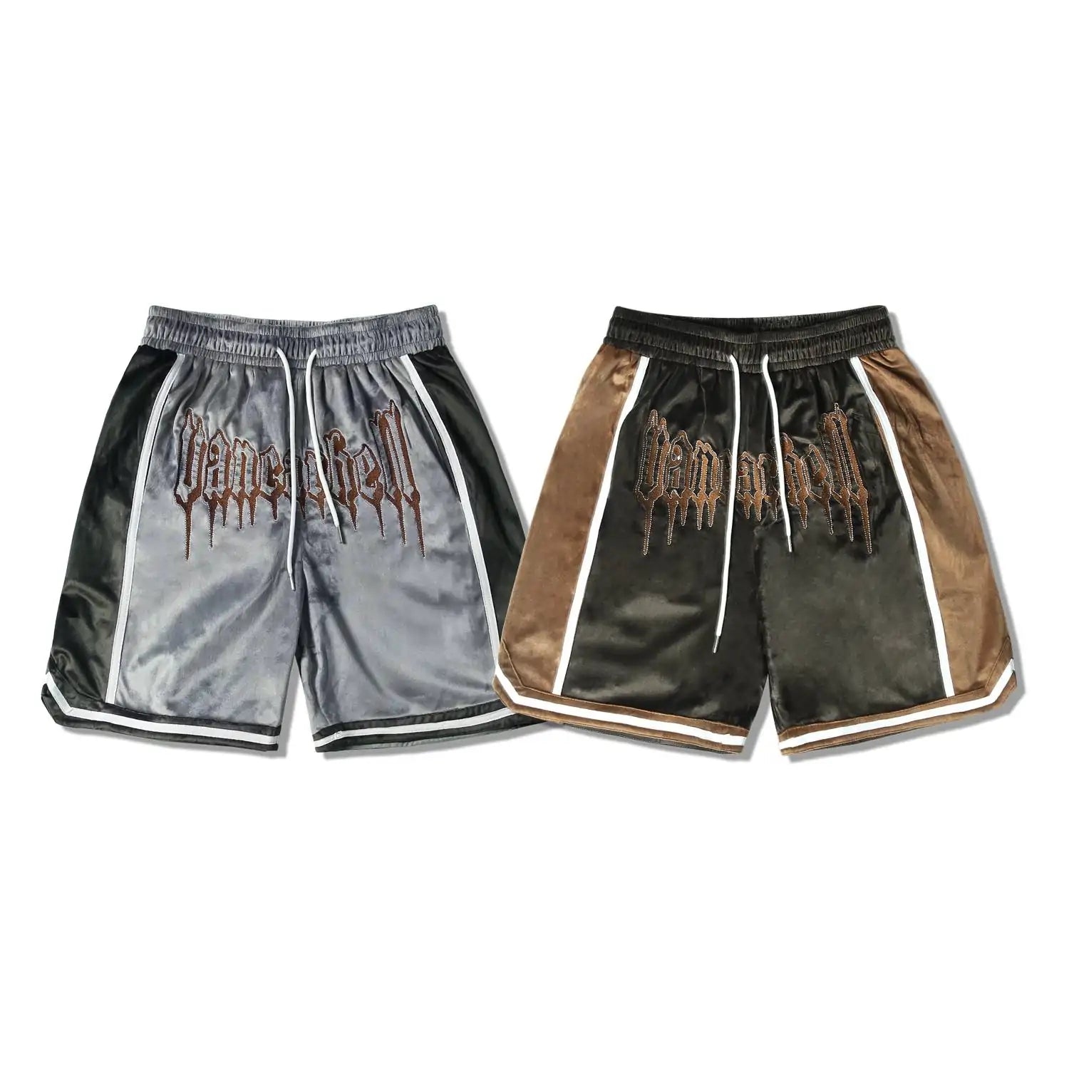 Hip Hop Velvet Embroidered High Street Shorts - My Store