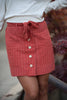 Coconut button Stripe Woven Skirt With Belt in Rust - My Store