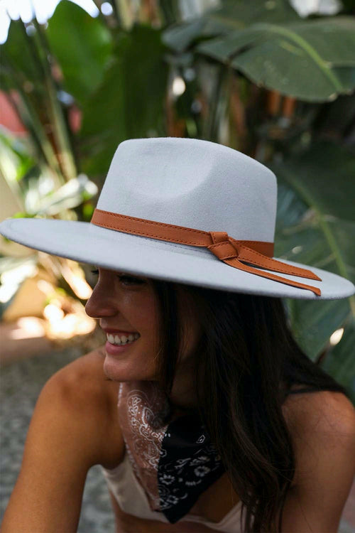 Wide Brim Leather Ribbon Bolero Hat - My Store