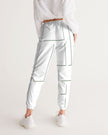 Womens Track Pants - White & Gray Block Grid Graphic Sports Pants - My Store