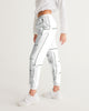 Womens Track Pants - White & Gray Block Grid Graphic Sports Pants - My Store