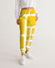 Womens Track Pants - Yellow & White Geometric Graphic Sports Pants - My Store