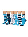 Tipi Toe Women's 6-Pack Cozy Microfiber Colorful Patterned Fuzzy Crew - My Store
